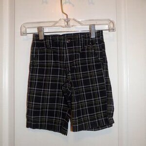 Boys GYMBOREE Black Yellow Plaid Shorts Sz 3T Adjustable Waist EUC